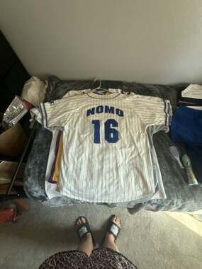 Starter Los Angeles Dodgers Hideo Nomo 16 Pinstripe Jersey White